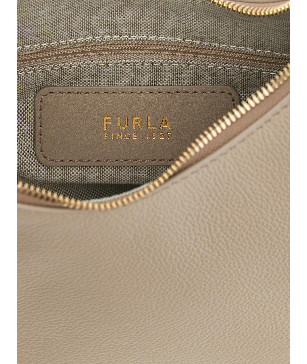 FURLA Бежевая кожаная сумка через плечо, фото 4