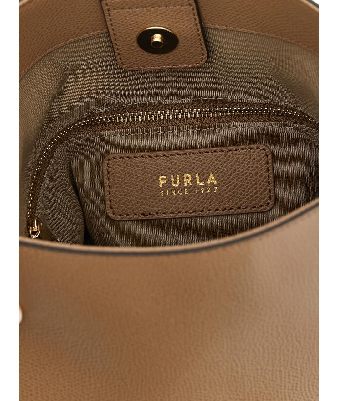 FURLA Бежевая кожаная сумка через плечо, фото 4