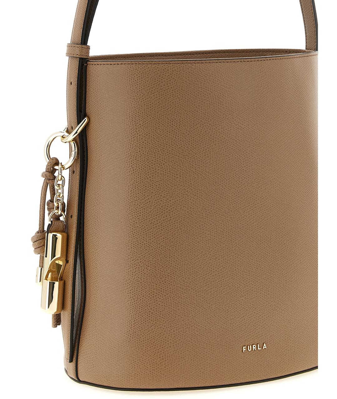 FURLA Бежевая кожаная сумка через плечо, фото 3