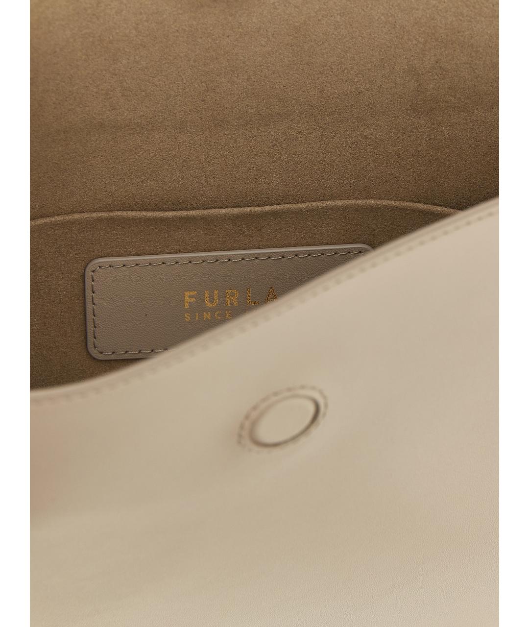 FURLA Бежевая кожаная сумка через плечо, фото 4