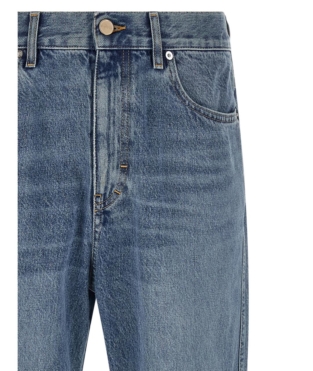 GUCCI Синие хлопковые прямые джинсы, фото 3