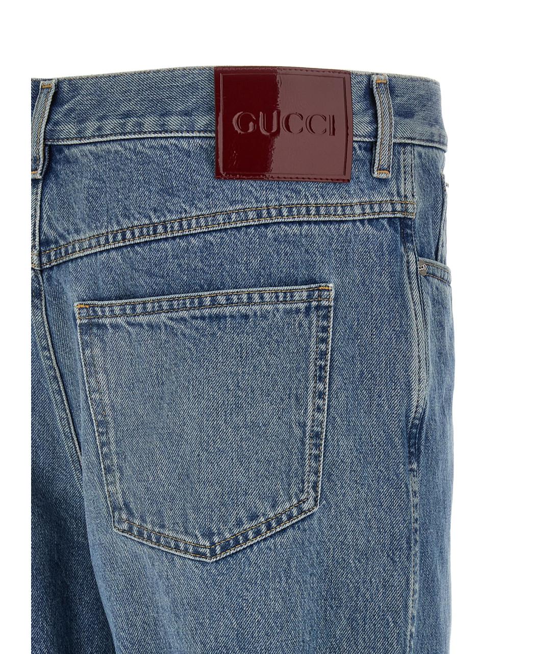 GUCCI Синие хлопковые прямые джинсы, фото 4