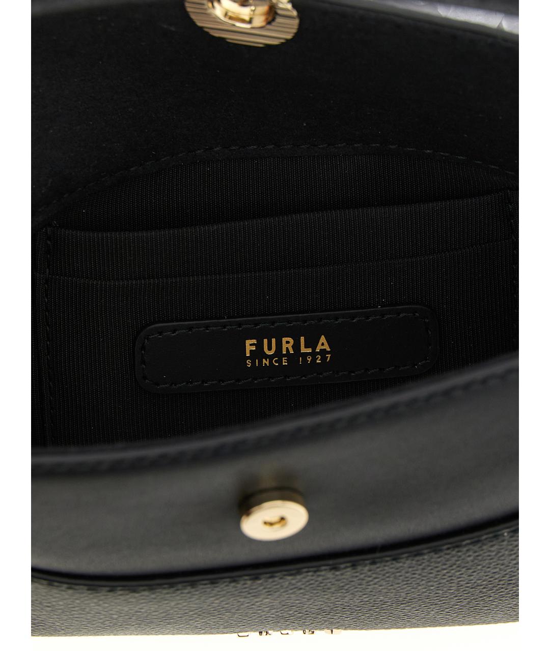 FURLA Черная кожаная сумка тоут, фото 4