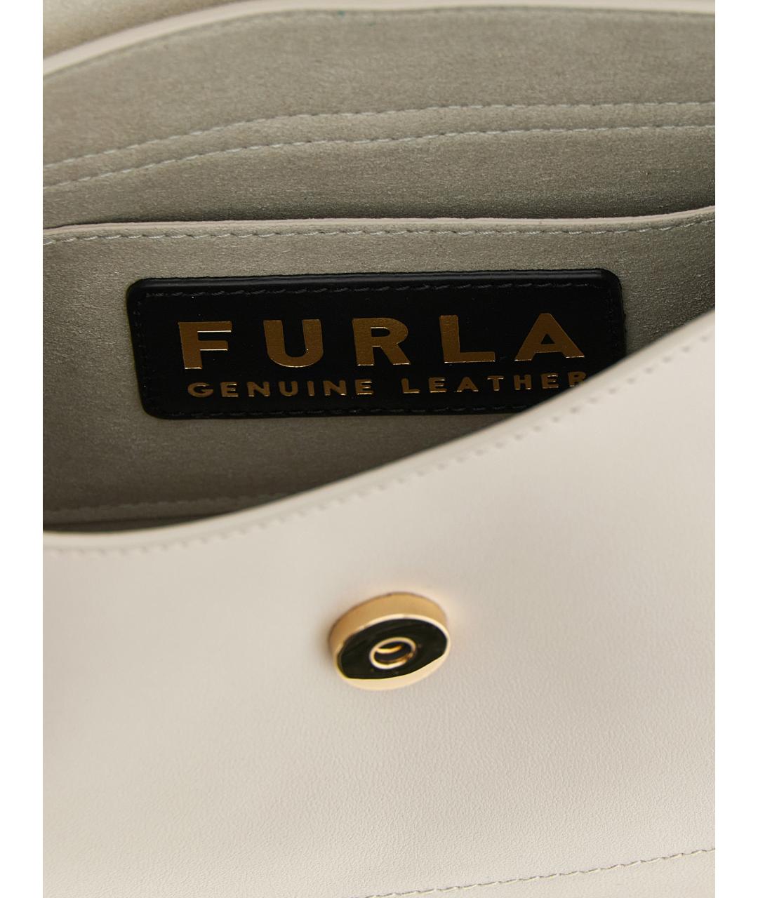 FURLA Бежевая кожаная сумка через плечо, фото 4