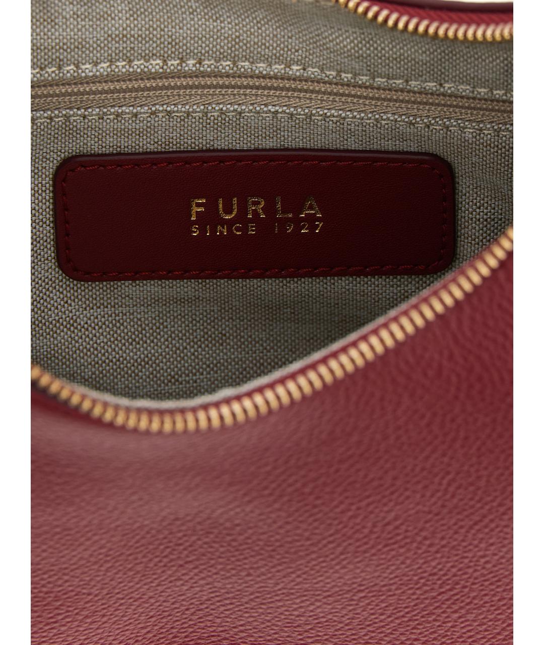 FURLA Бордовая кожаная сумка через плечо, фото 4