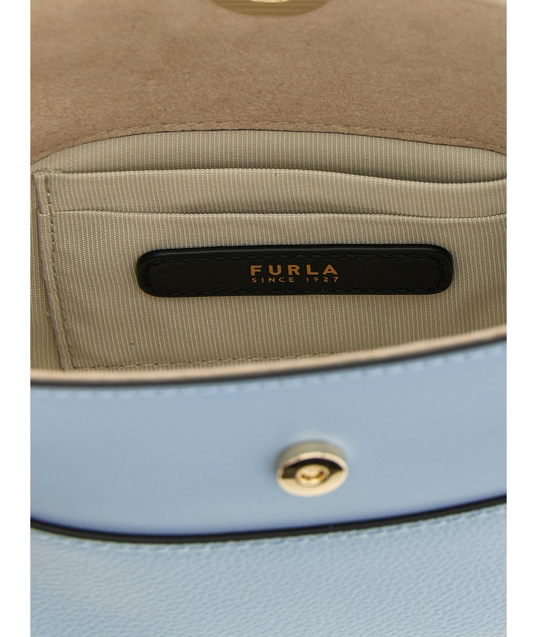FURLA Голубая кожаная сумка тоут, фото 4
