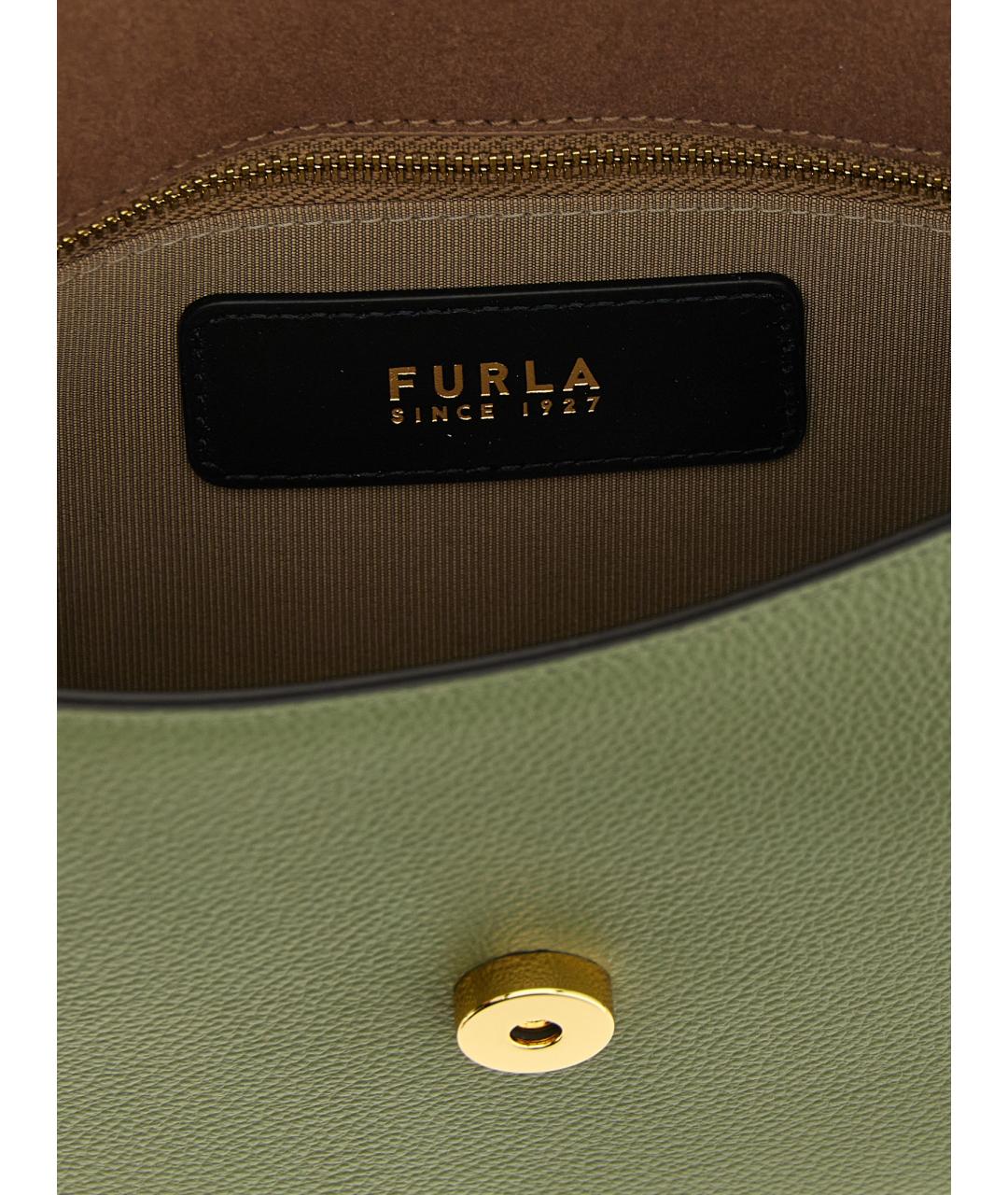 FURLA Зеленая кожаная сумка через плечо, фото 4