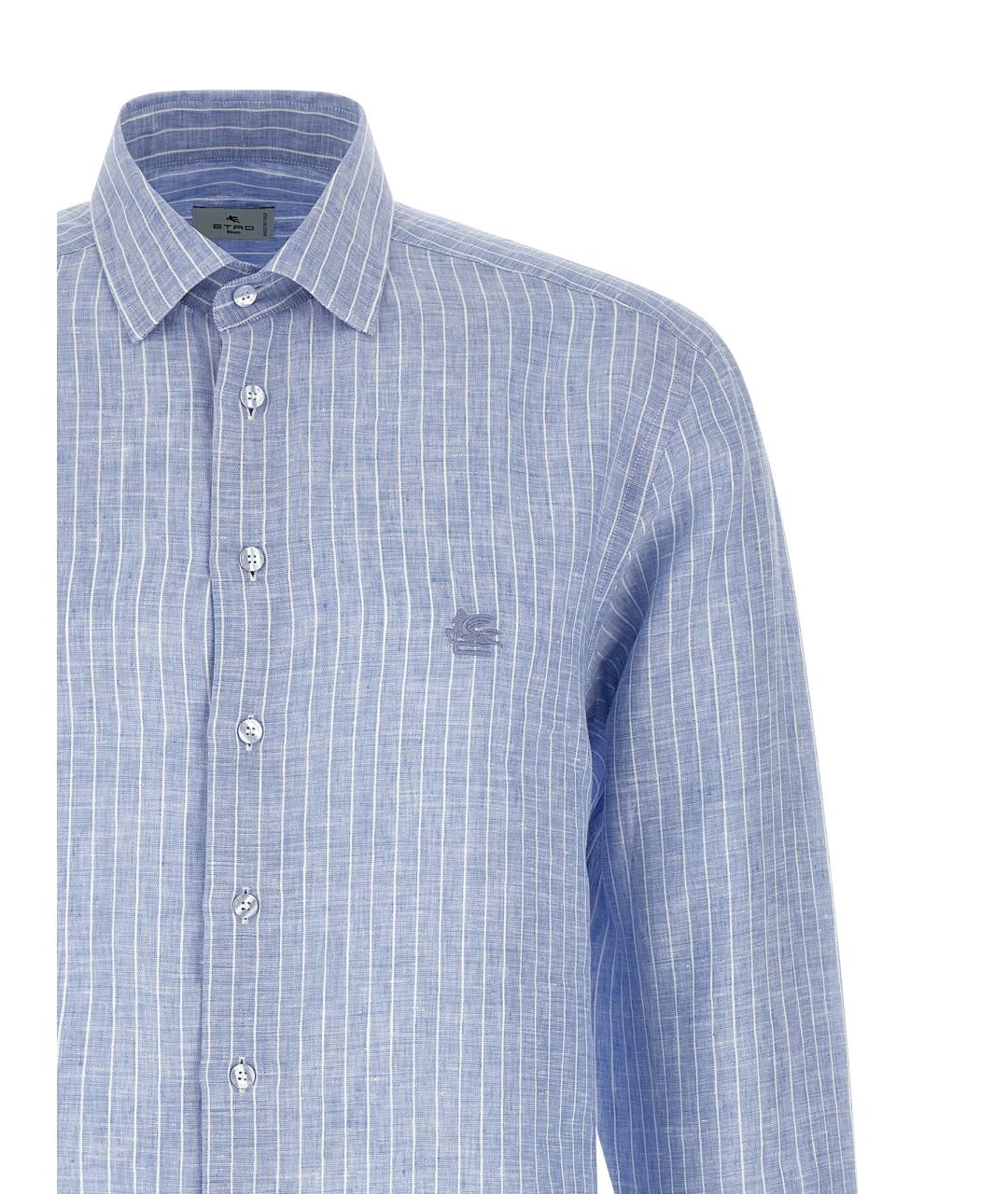 ETRO Голубая льняная кэжуал рубашка, фото 3