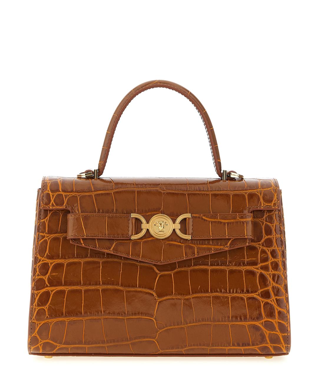 VERSACE Коричневая кожаная сумка тоут, фото 1