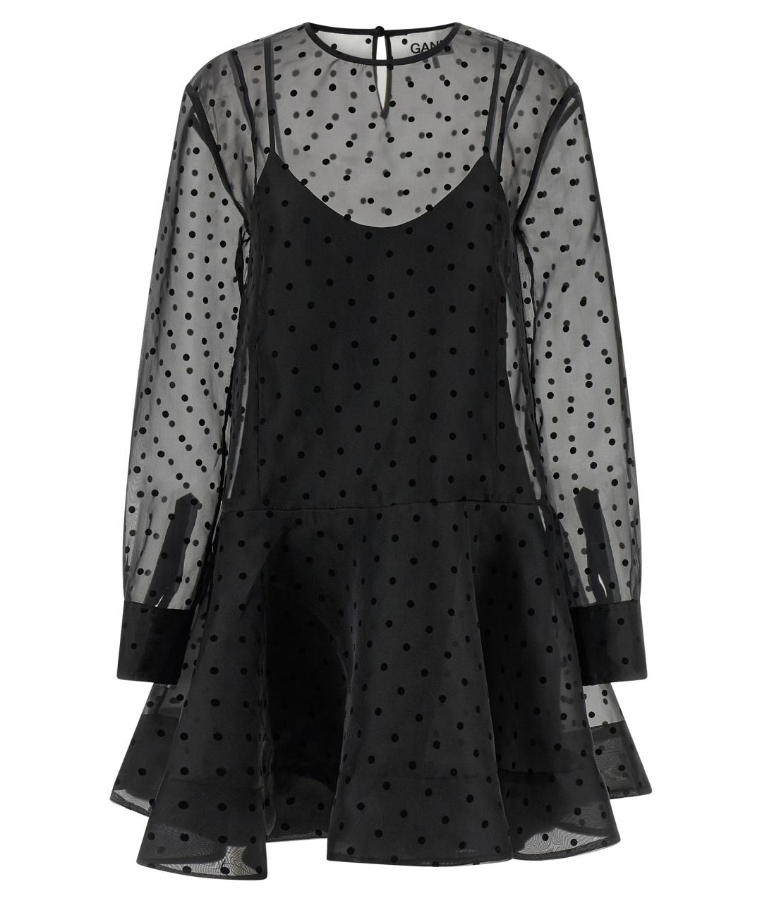 GANNI Черное полиэстеровое платье, фото 2