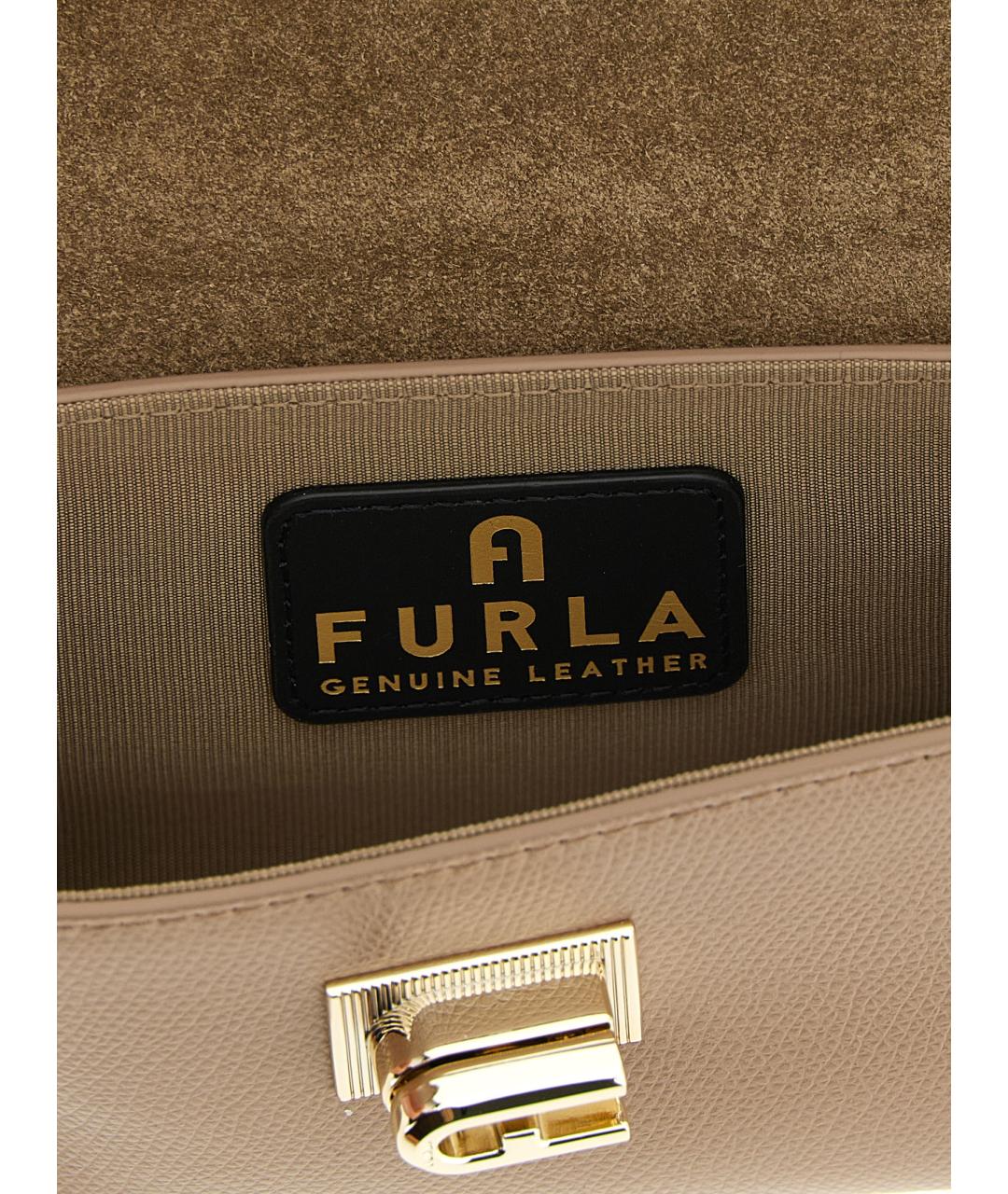 FURLA Бежевая кожаная сумка через плечо, фото 4