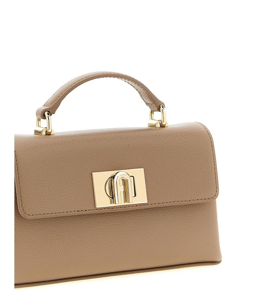 FURLA Бежевая кожаная сумка через плечо, фото 3