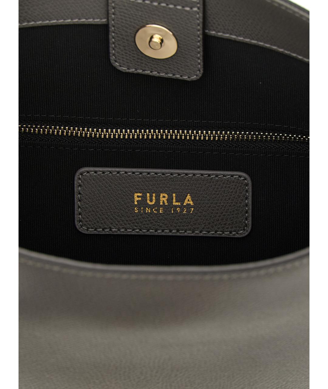 FURLA Серая кожаная сумка через плечо, фото 4