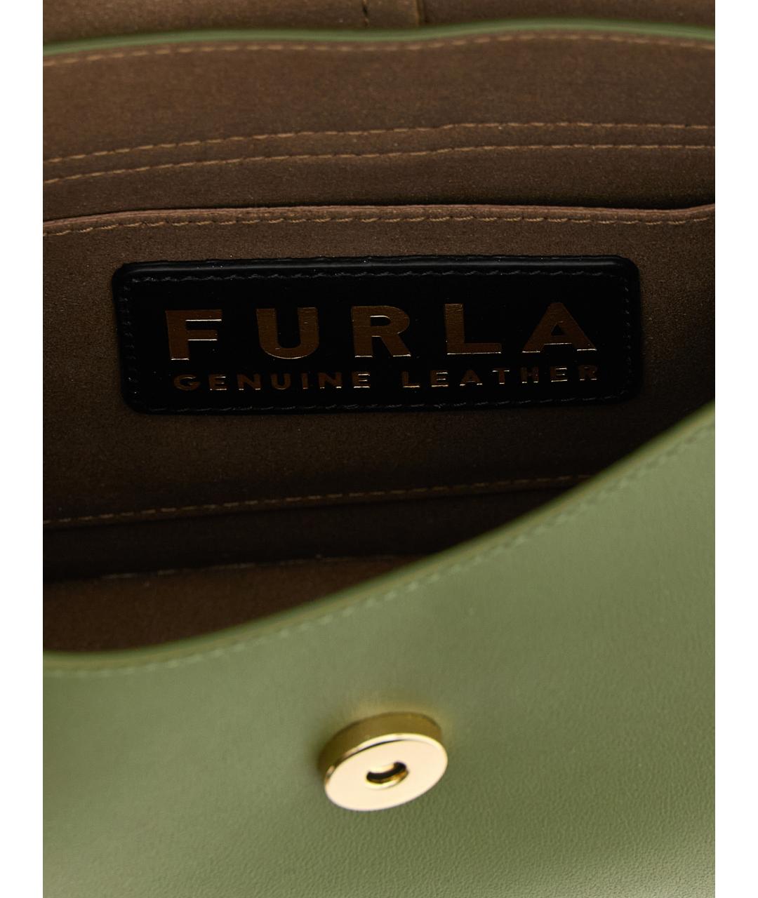 FURLA Зеленая кожаная сумка через плечо, фото 4