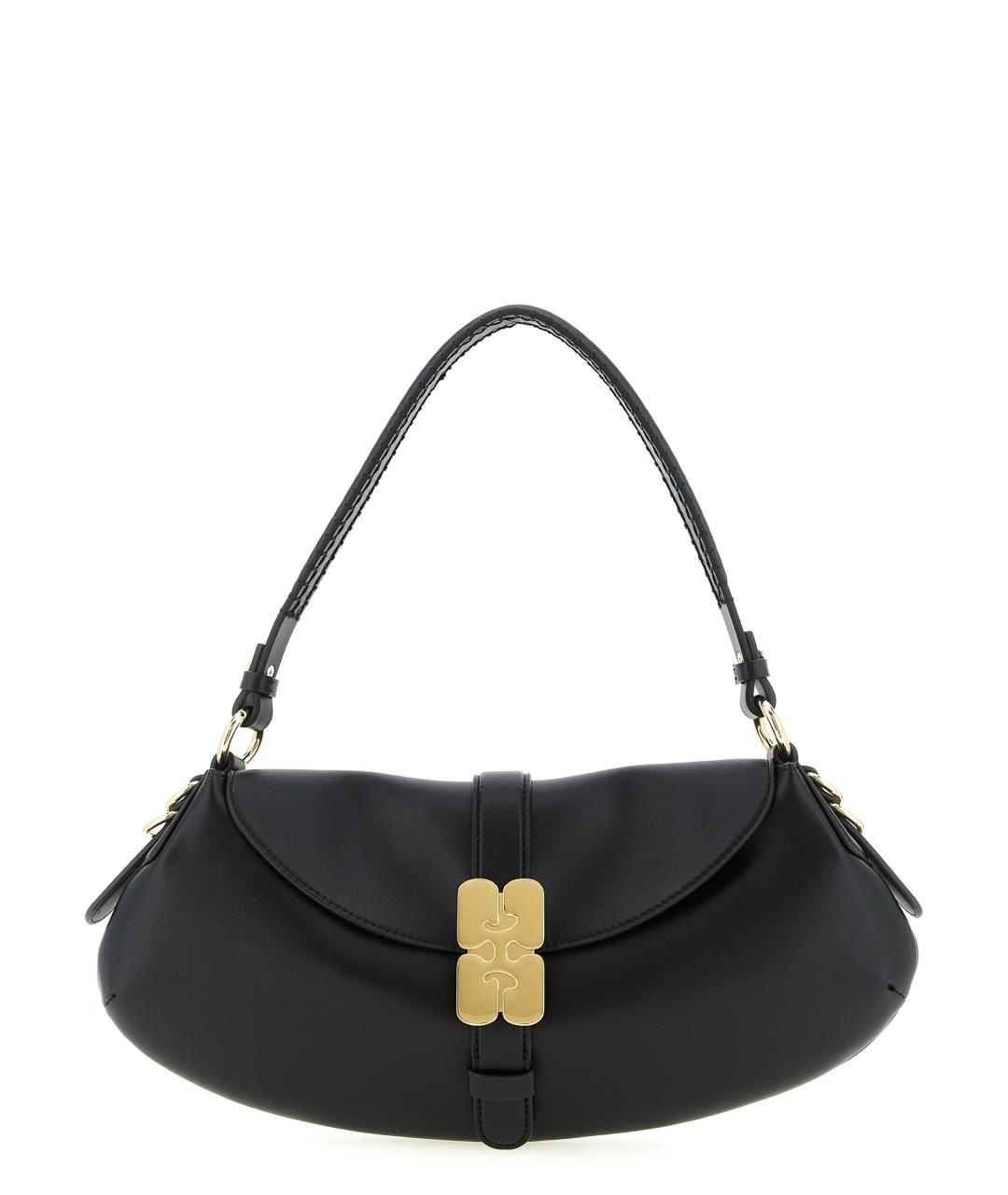 GANNI Черная кожаная сумка через плечо, фото 1