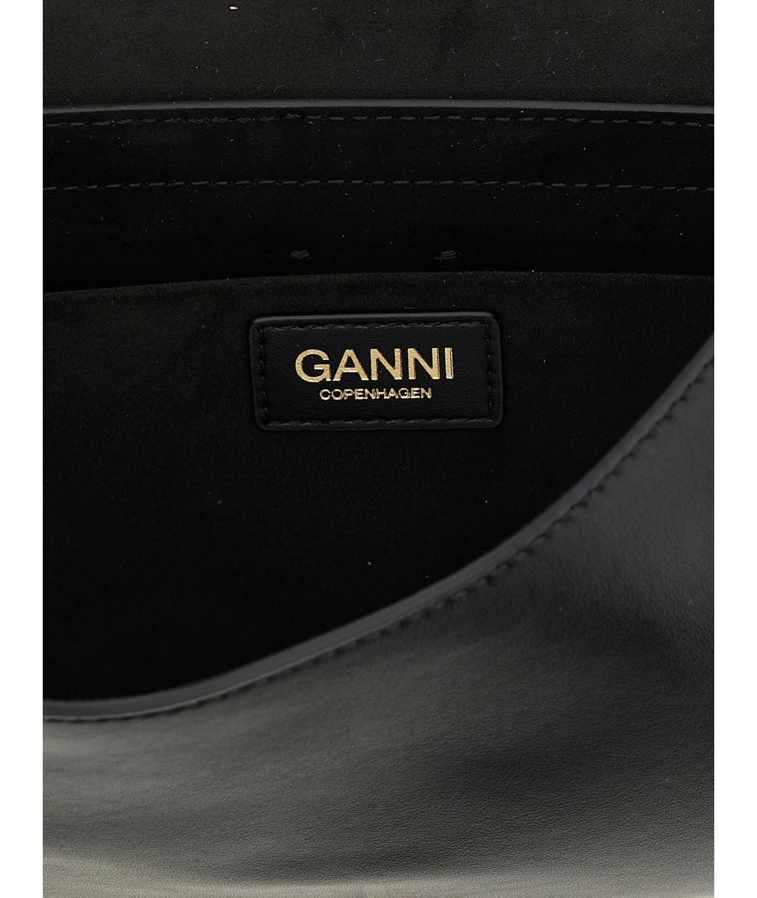 GANNI Черная кожаная сумка через плечо, фото 4