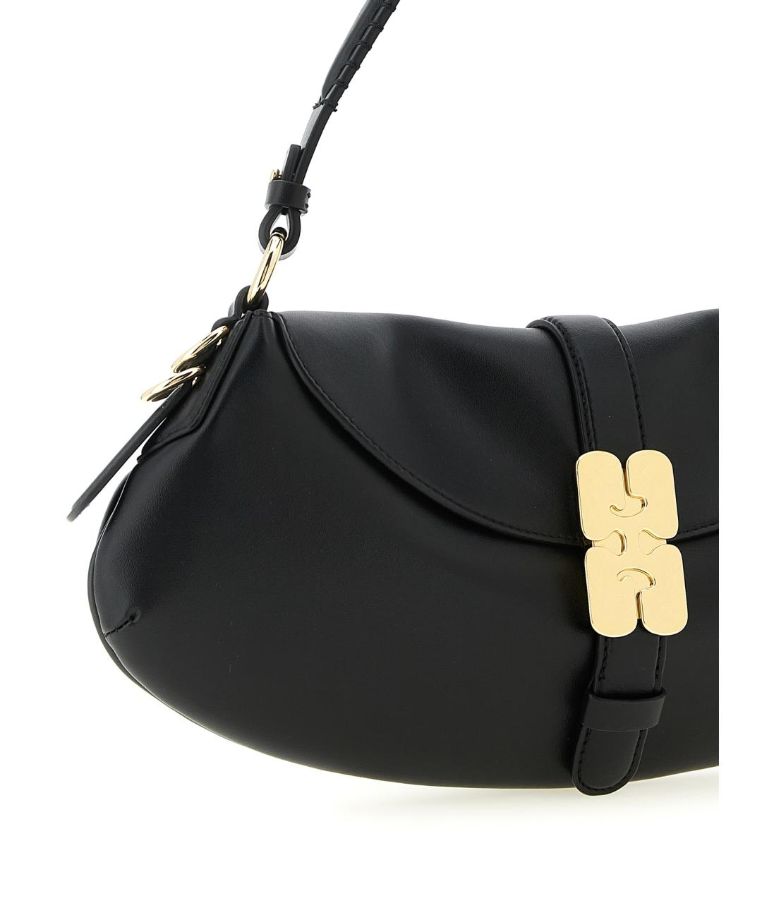 GANNI Черная кожаная сумка через плечо, фото 3