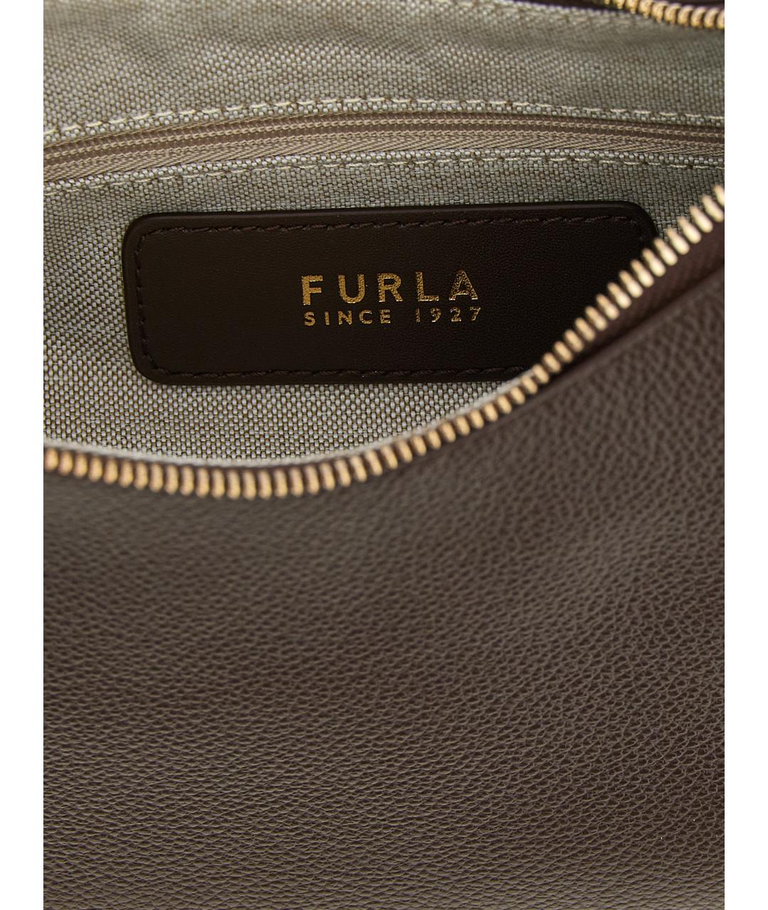 FURLA Коричневая кожаная сумка через плечо, фото 4