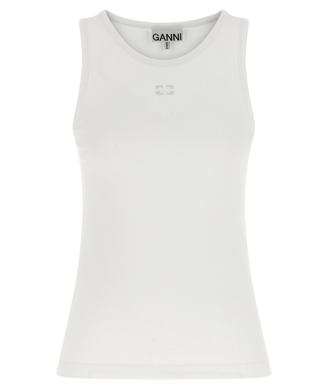 GANNI Белая хлопковая майка, фото 1