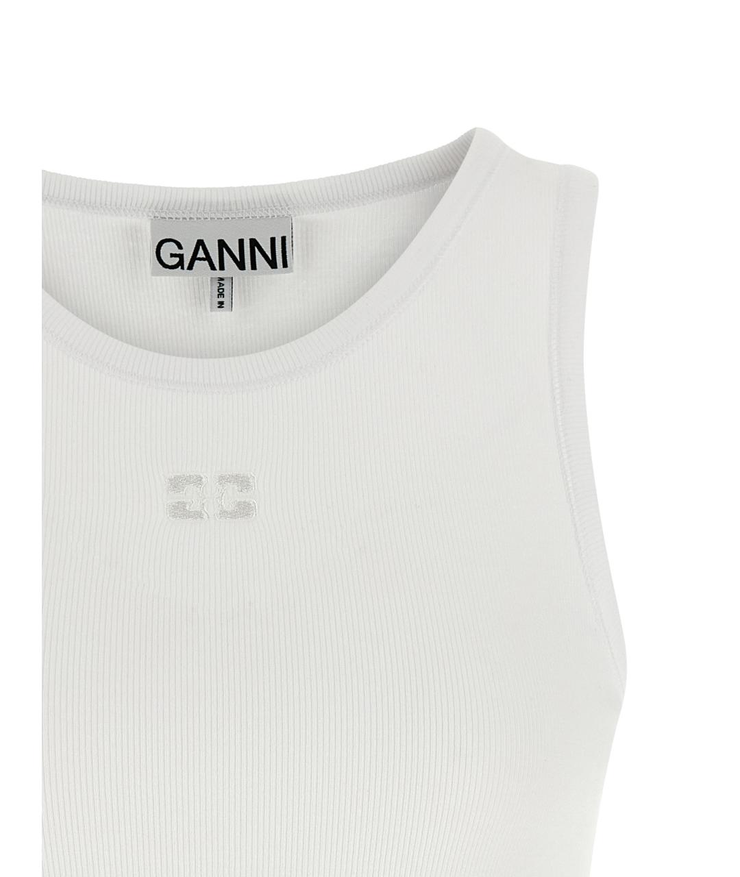 GANNI Белая хлопковая майка, фото 3