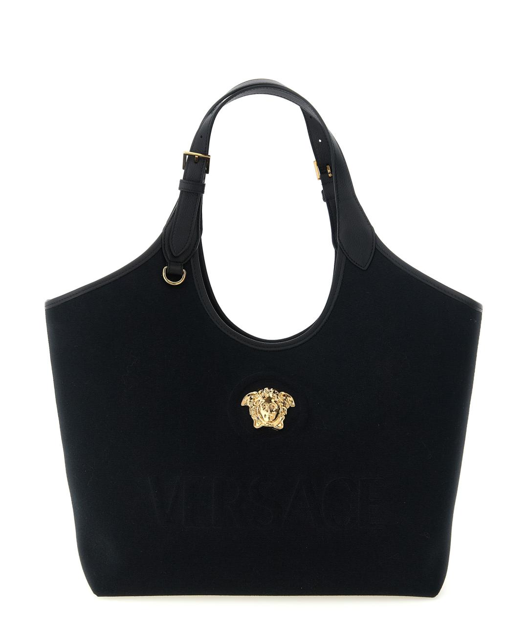 VERSACE Черная хлопковая сумка тоут, фото 1