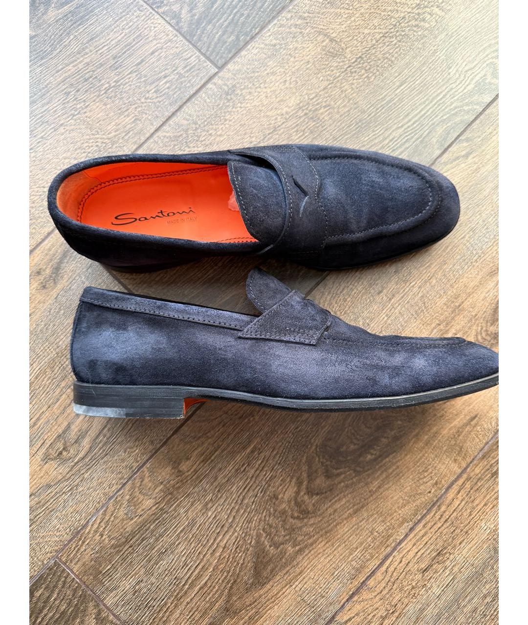 SANTONI Темно-синие замшевые лоферы, фото 3