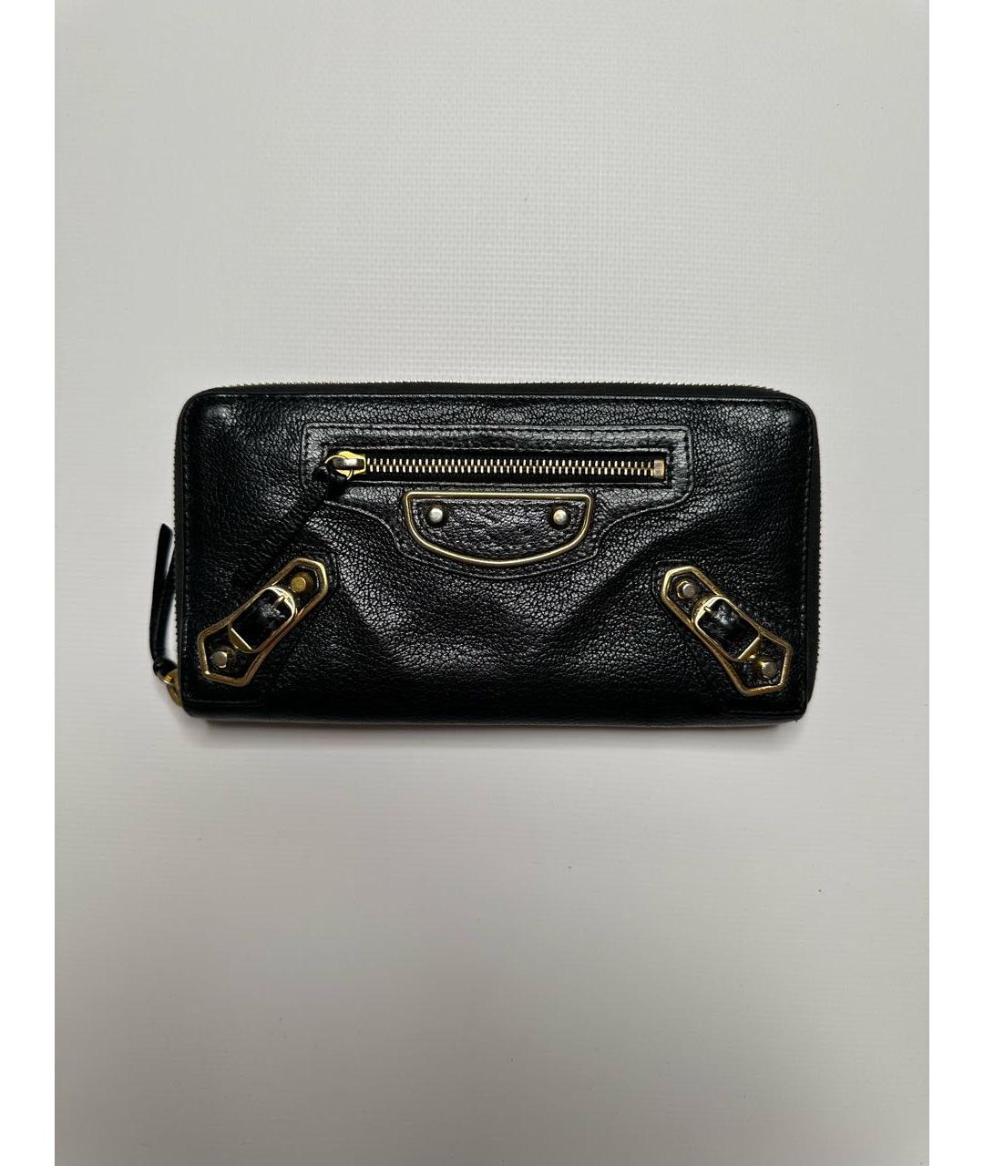 BALENCIAGA Черный кожаный кошелек, фото 9