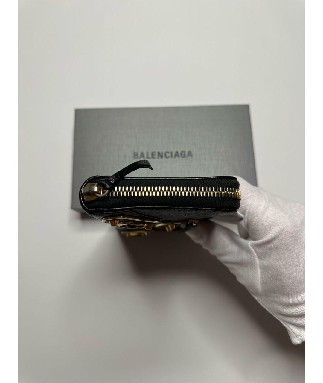 BALENCIAGA Черный кожаный кошелек, фото 5