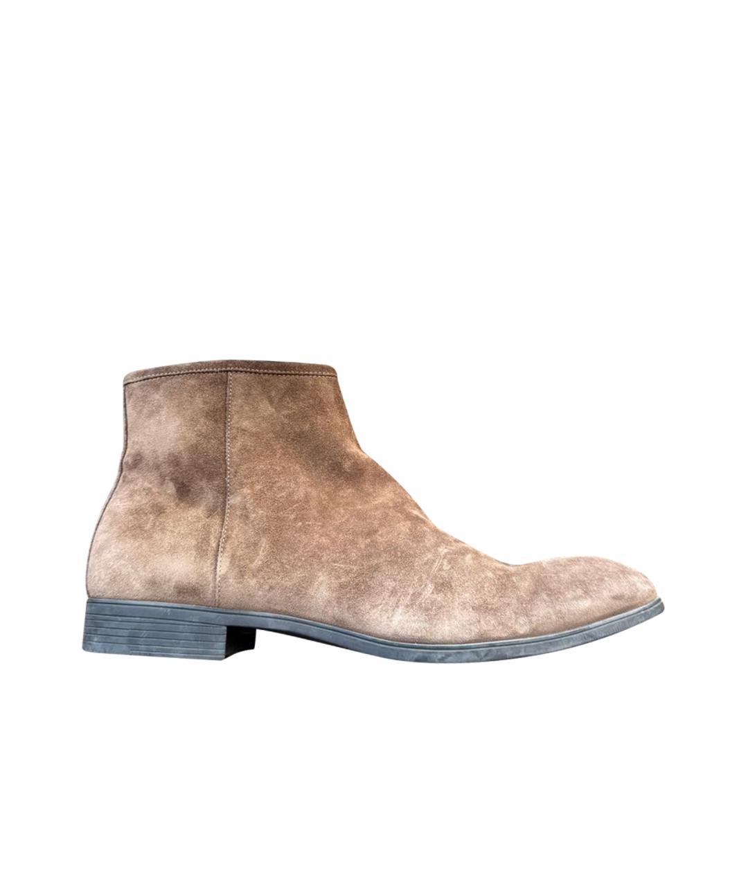 SANTONI Коричневые замшевые высокие ботинки, фото 1