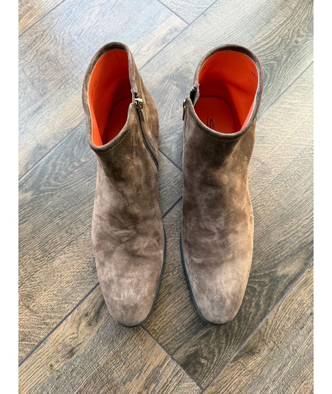 SANTONI Коричневые замшевые высокие ботинки, фото 2