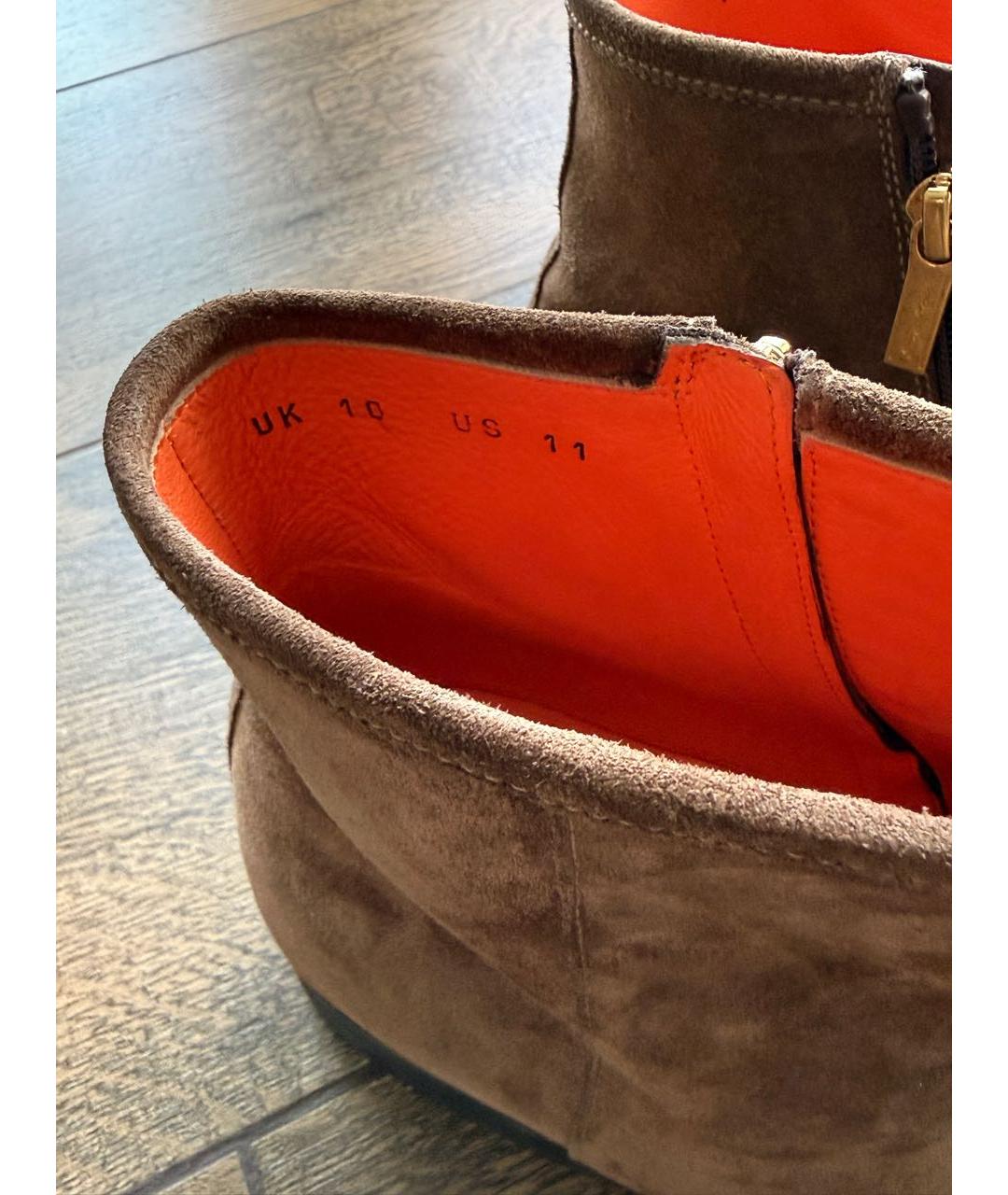 SANTONI Коричневые замшевые высокие ботинки, фото 4