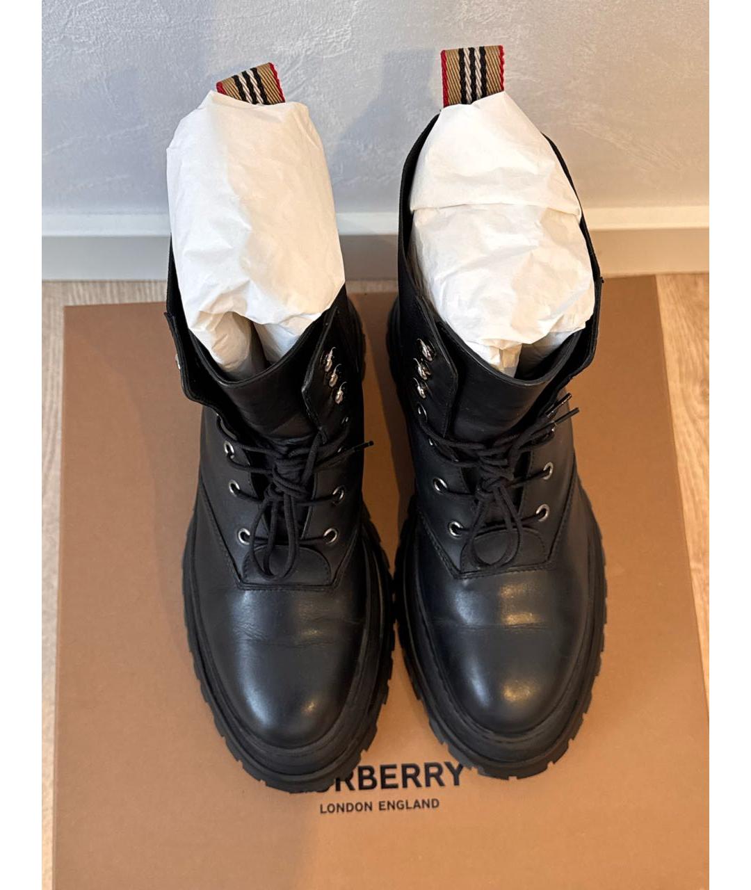 BURBERRY Черные кожаные ботинки, фото 3