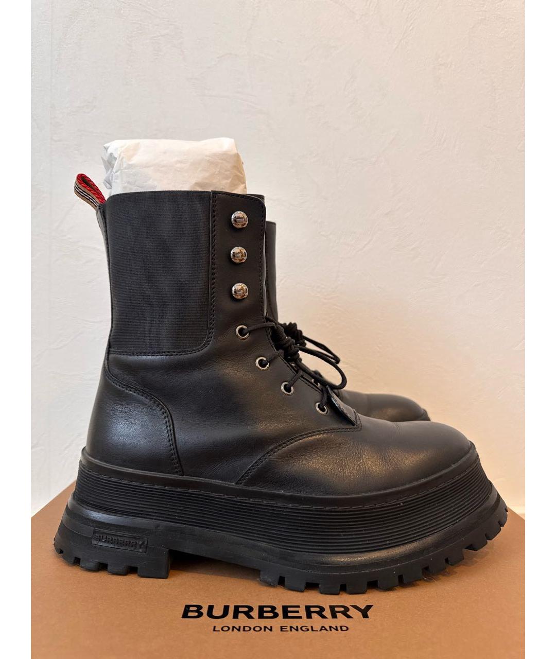 BURBERRY Черные кожаные ботинки, фото 5