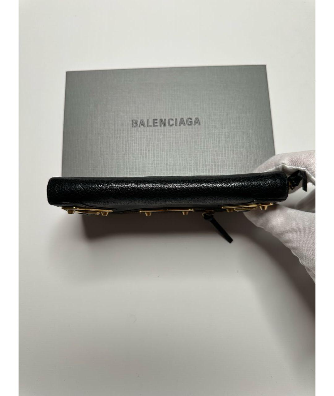 BALENCIAGA Черный кожаный кошелек, фото 6