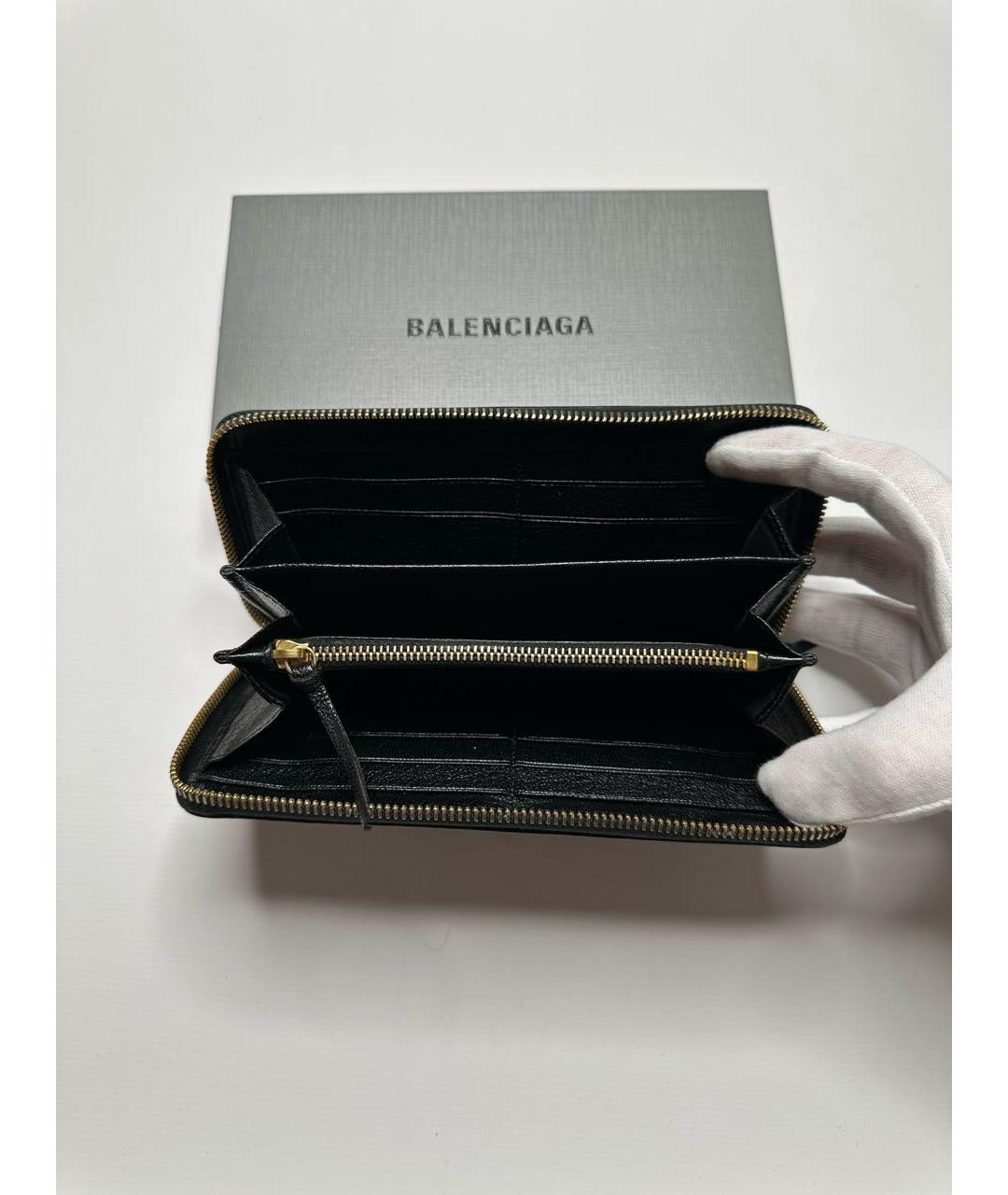 BALENCIAGA Черный кожаный кошелек, фото 7