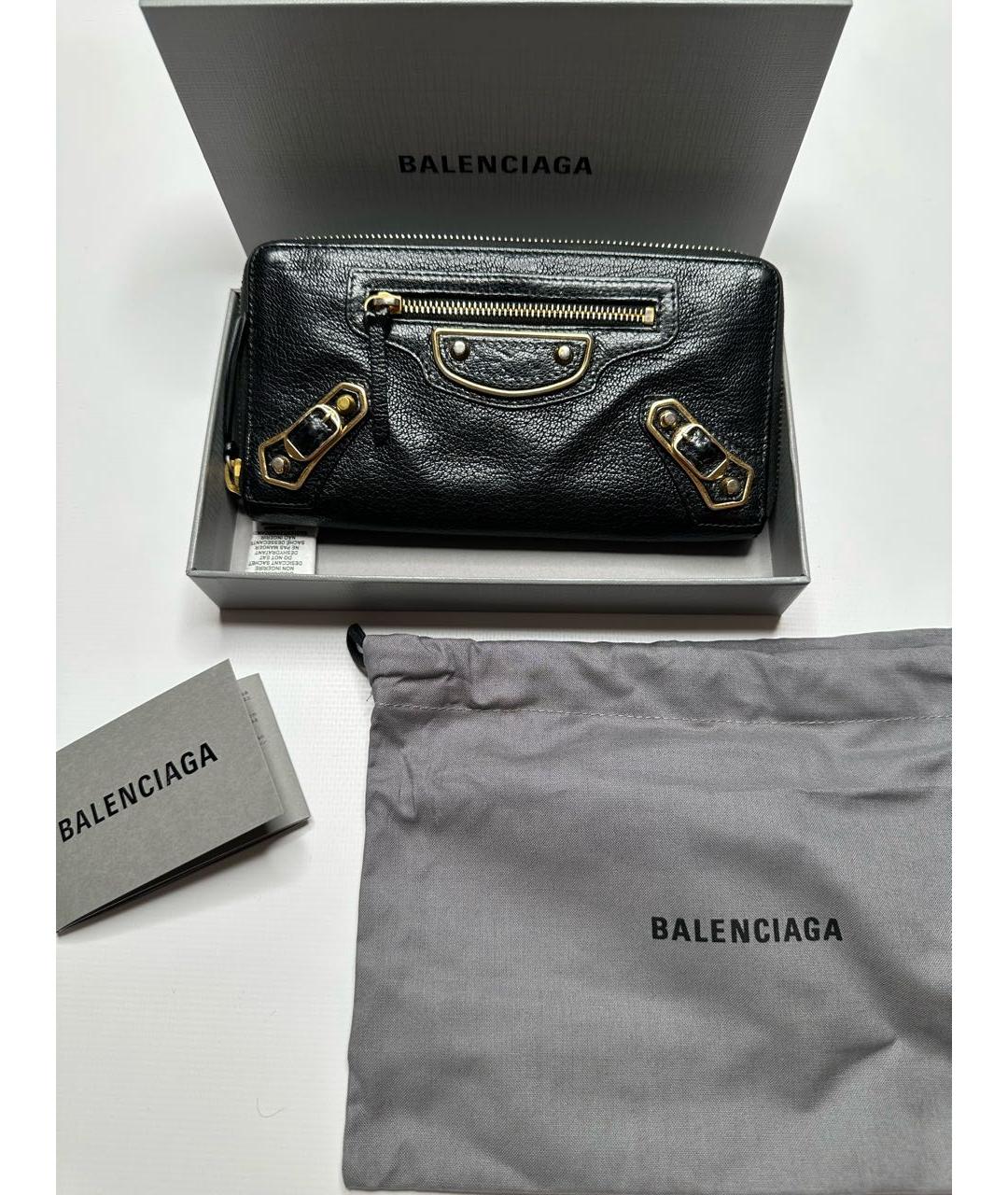 BALENCIAGA Черный кожаный кошелек, фото 2