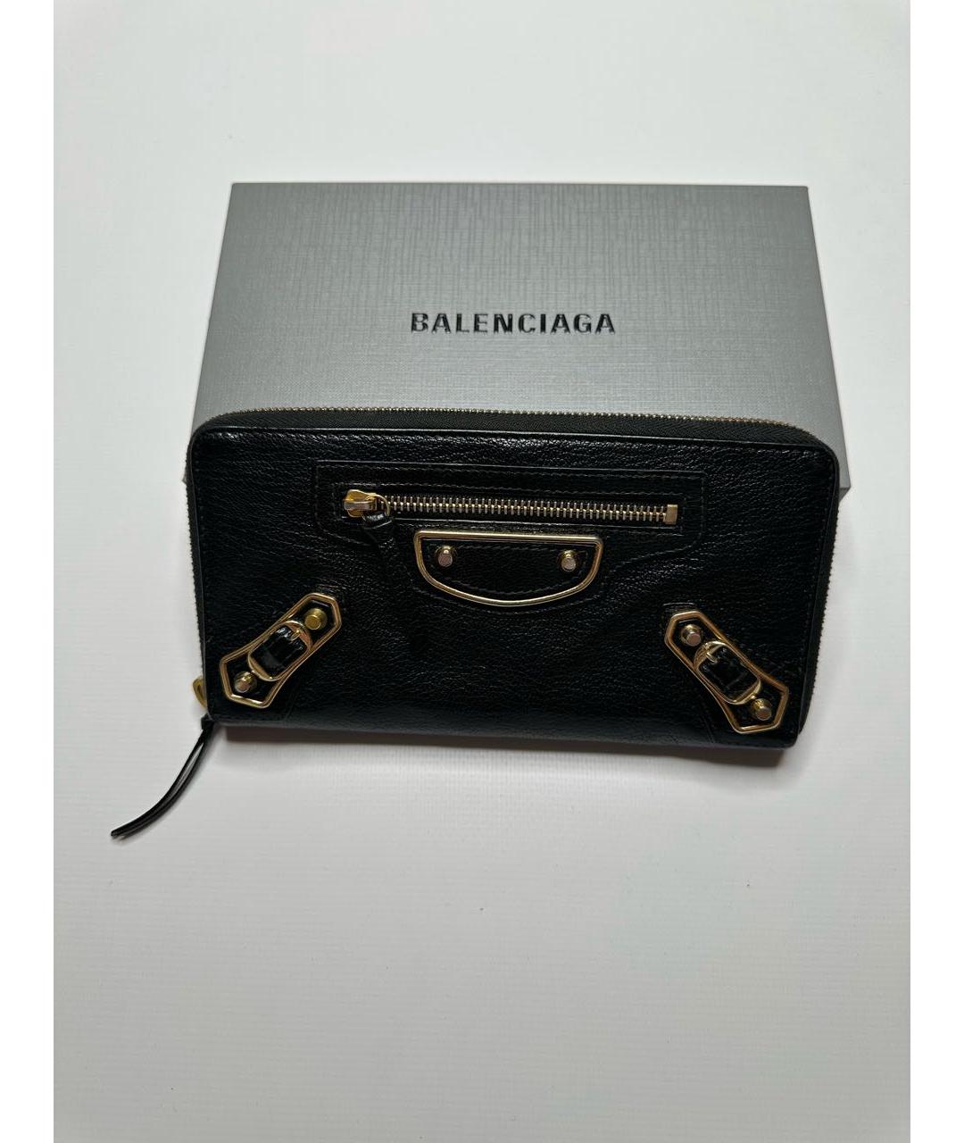 BALENCIAGA Черный кожаный кошелек, фото 3