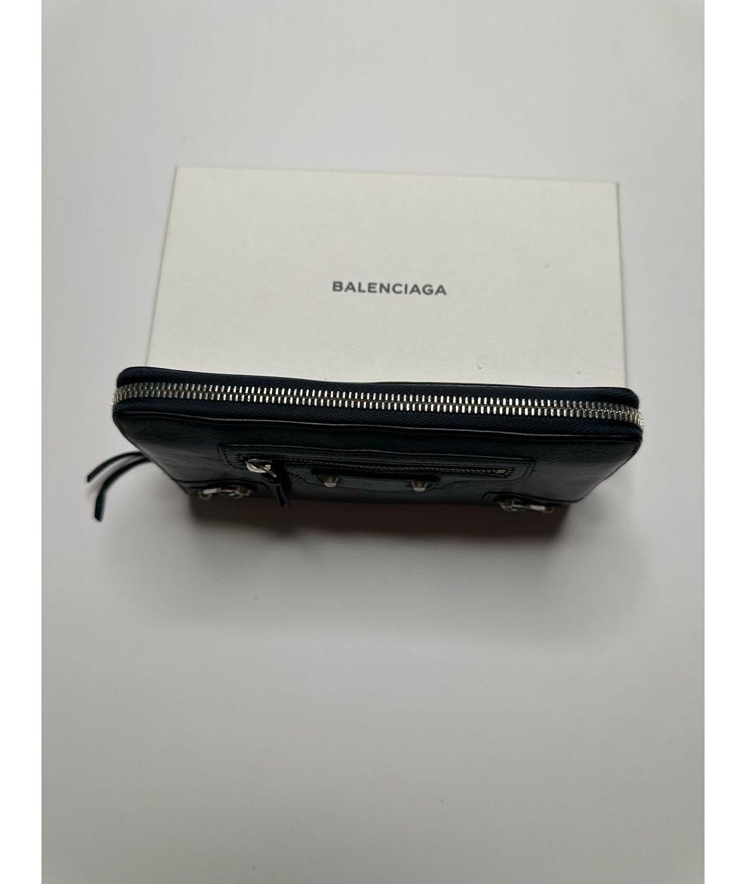 BALENCIAGA Темно-синий кожаный кошелек, фото 5