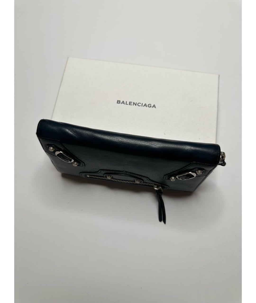 BALENCIAGA Темно-синий кожаный кошелек, фото 6