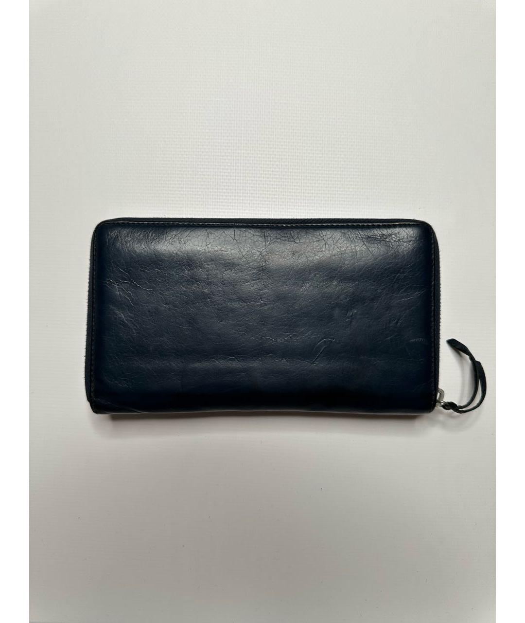 BALENCIAGA Темно-синий кожаный кошелек, фото 3