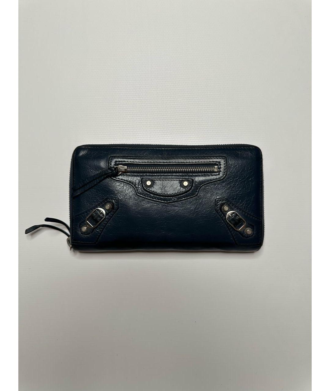 BALENCIAGA Темно-синий кожаный кошелек, фото 8