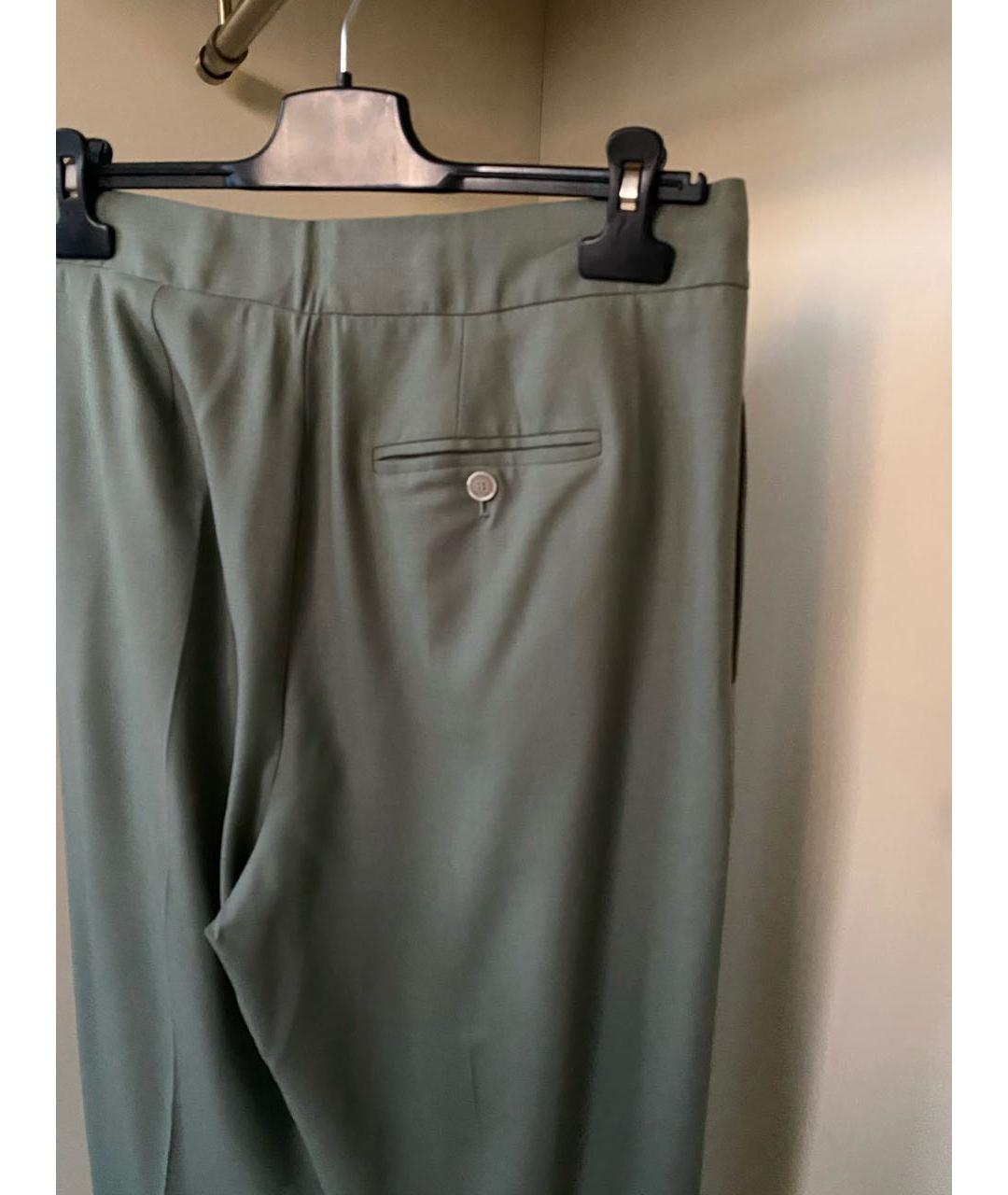 ERIKA CAVALLINI Зеленые шерстяные прямые брюки, фото 6