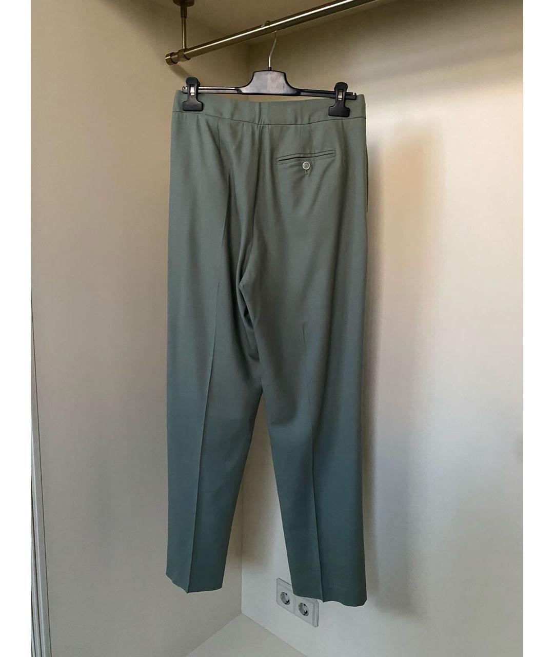 ERIKA CAVALLINI Зеленые шерстяные прямые брюки, фото 5