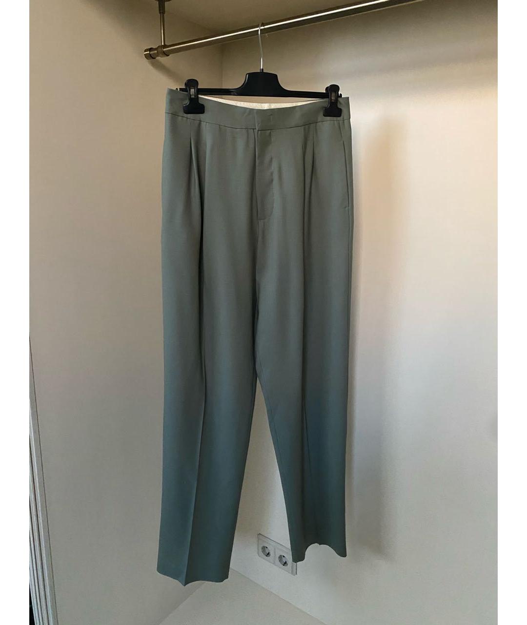 ERIKA CAVALLINI Зеленые шерстяные прямые брюки, фото 4