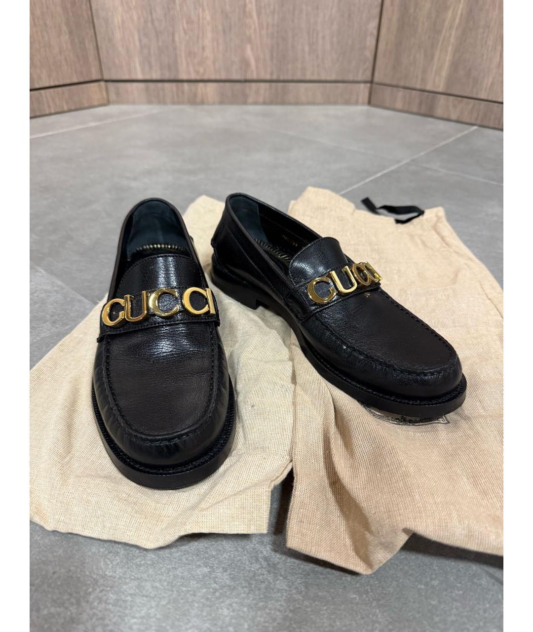 GUCCI Черные кожаные лоферы, фото 5