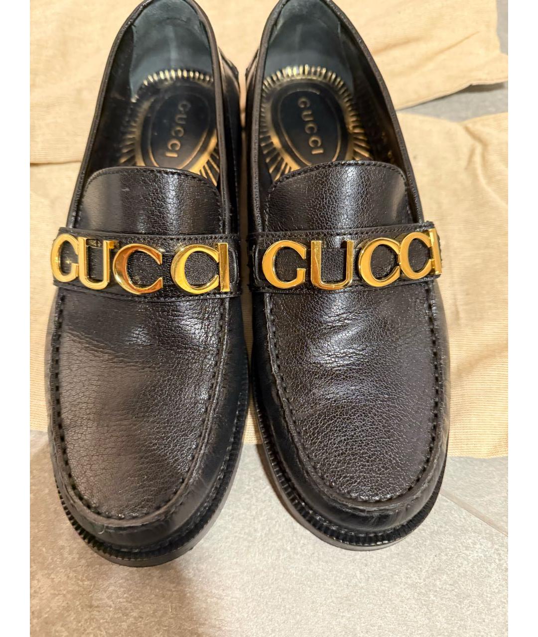 GUCCI Черные кожаные лоферы, фото 2