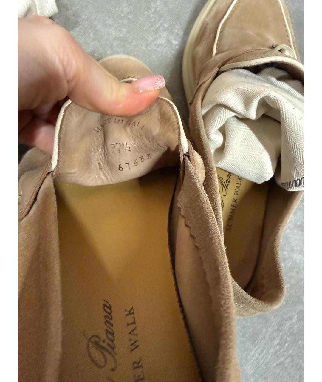 LORO PIANA Бежевые замшевые лоферы, фото 5