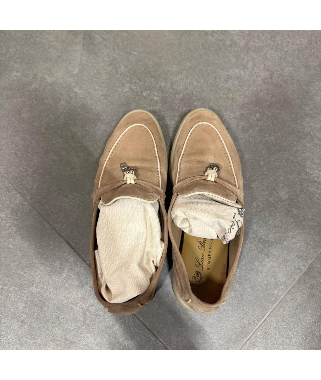 LORO PIANA Бежевые замшевые лоферы, фото 2