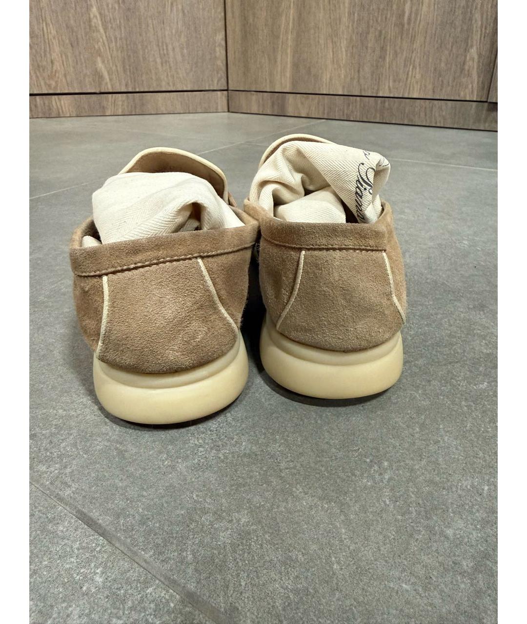 LORO PIANA Бежевые замшевые лоферы, фото 4