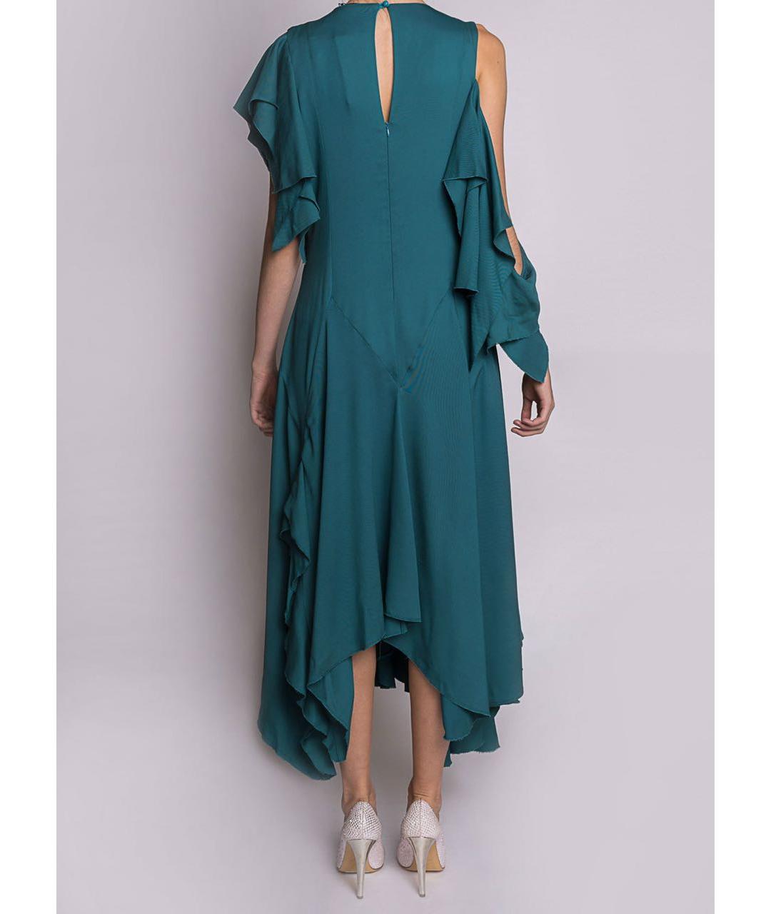 ERIKA CAVALLINI Бирюзовое вискозное вечернее платье, фото 5